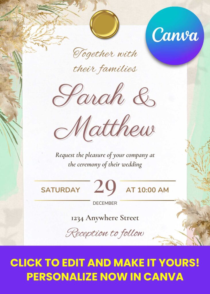 Free Printable Rustic Boho Greenery Wedding Invitation | Instant Download