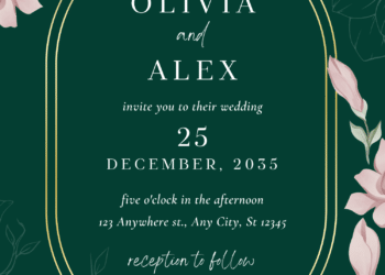 Free Editable Magnolia and Peony Flower Wedding Invitation for modern couple