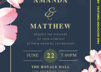 Free Editable Canva | Sakura Blossom Wedding Invitation | Instant Download