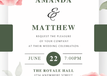 Free Editable Canva Rose Wedding Invitation Templates