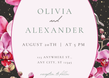 Free Editable Canva | Watercolor Dreamy Garden Orchid Wedding Invitation | Instant Download