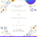 Free Editable Canva Magnolia wreath wedding invitation - instant download