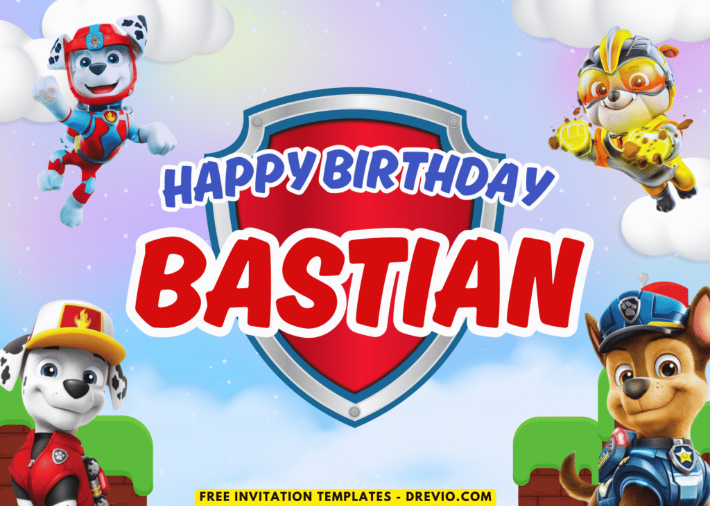 Epic PAW Patrol Chase and Friends Birthday Party Backdrop Template