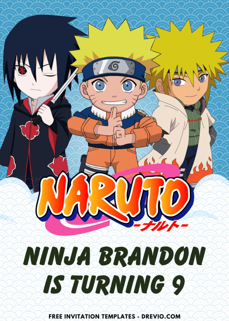 Chibi Naruto Shippuden Birthday Party Backdrop Template
