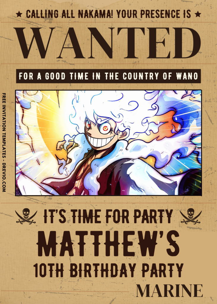 Bounty Poster One Piece Birthday Party Backdrop Template