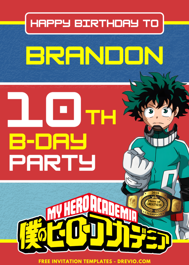 My Hero Academia Birthday Party Backdrop Template