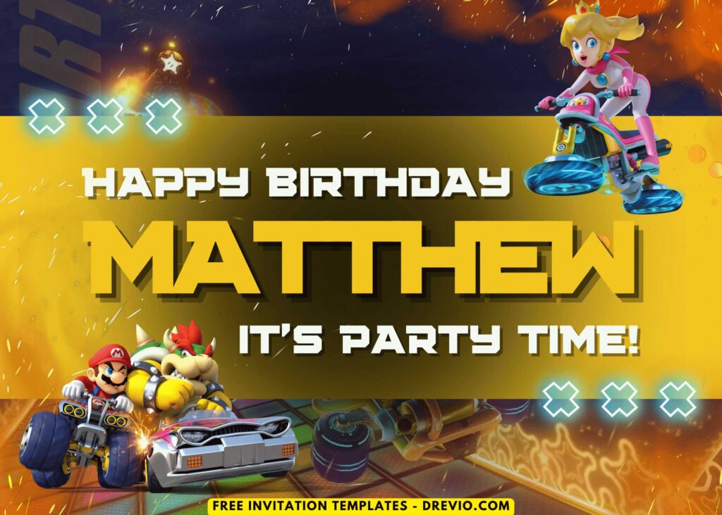 Mario and Princess Peach Birthday Party Backdrop Template