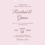 Classic Pink Floral Watercolor Wedding Invitations l Editable Canva Template