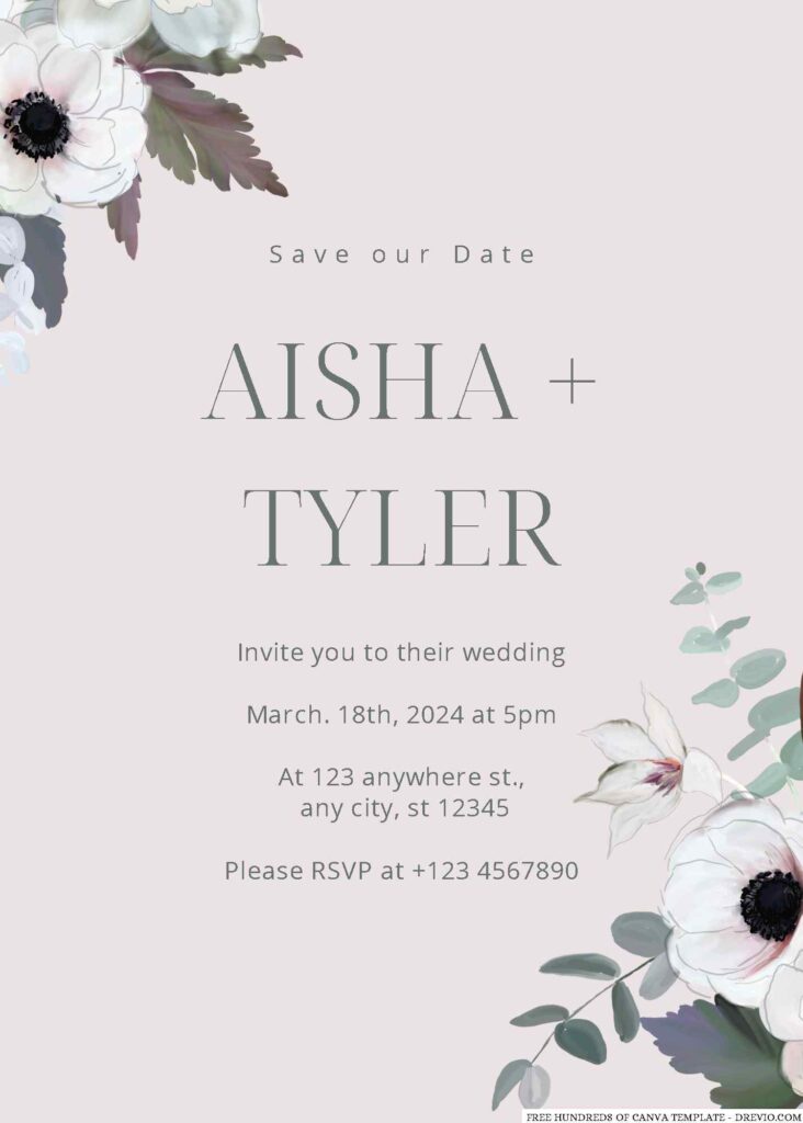 Classic White Floral Wedding Invitation