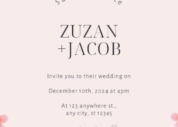 Cream Cherry Blossom Wedding Invitation