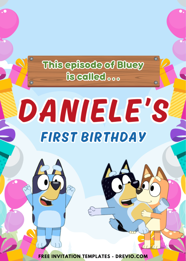 Bluey Birthday Party Backdrop Template