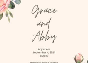 Floral Pink Cream Wedding Invitations
