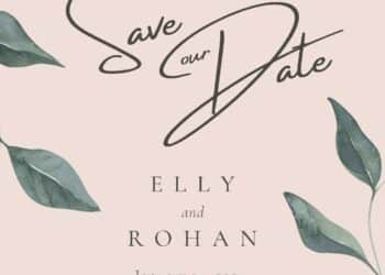 Minimalist Watercolor Leaves Wedding Invitations