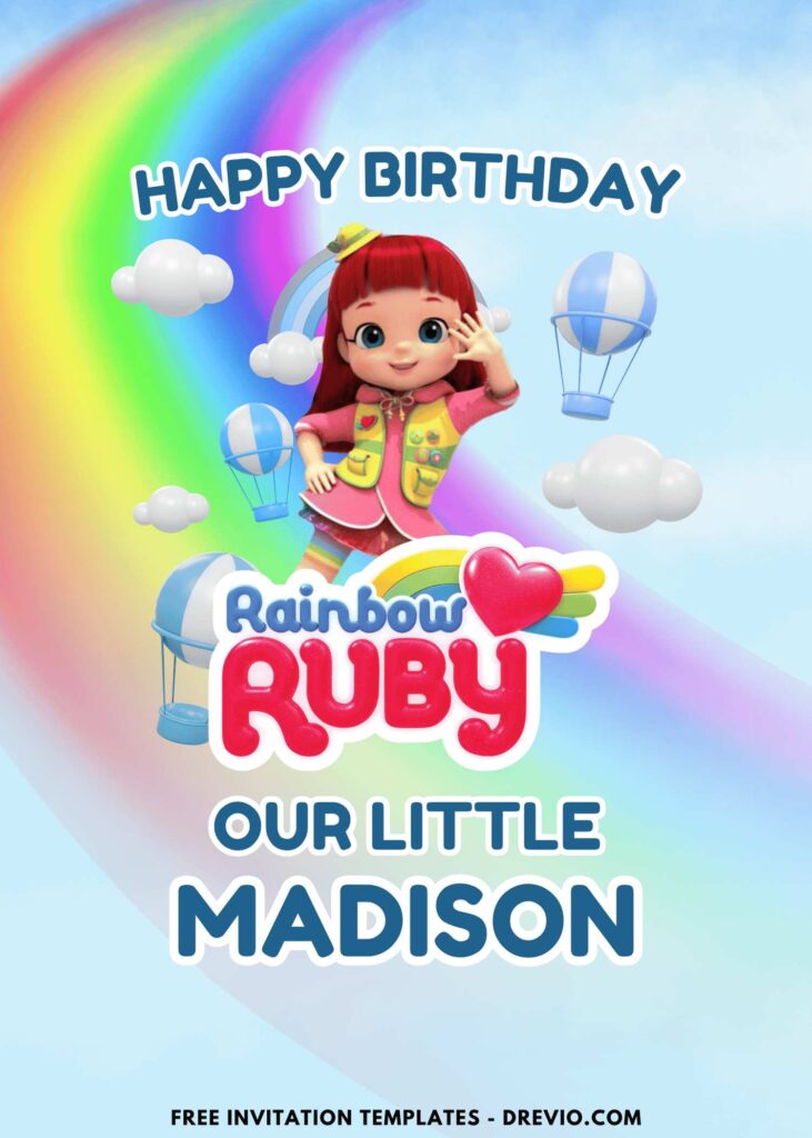 Rainbow Ruby Birthday Party Thank You Card