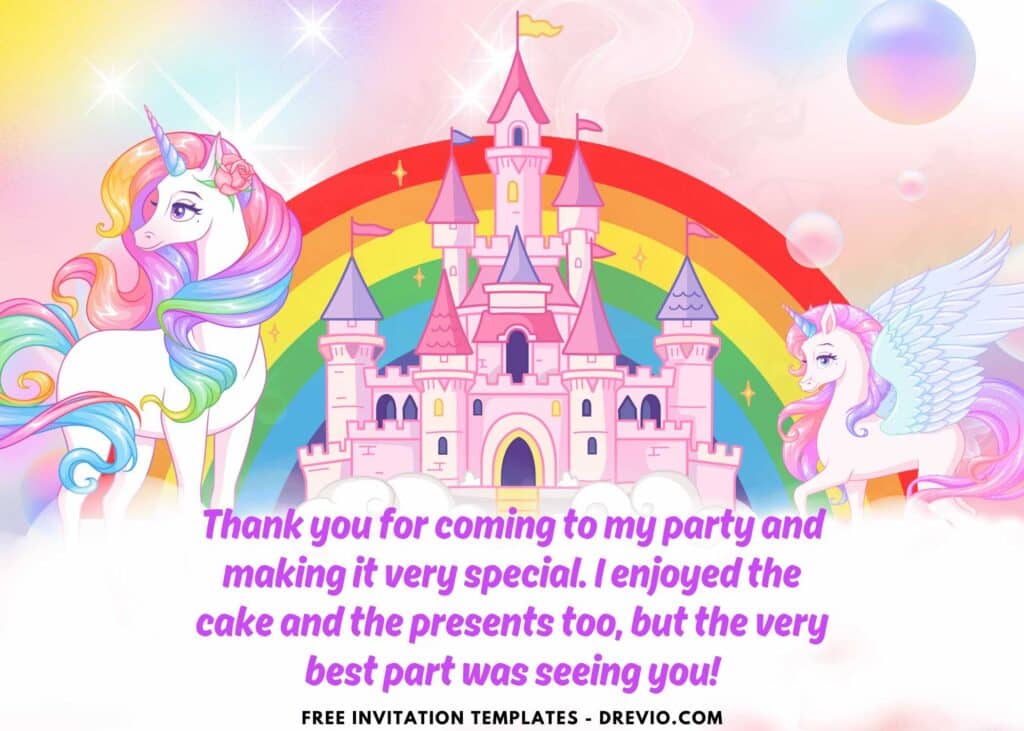 Sparkling Unicorn Birthday Party Thank You Card