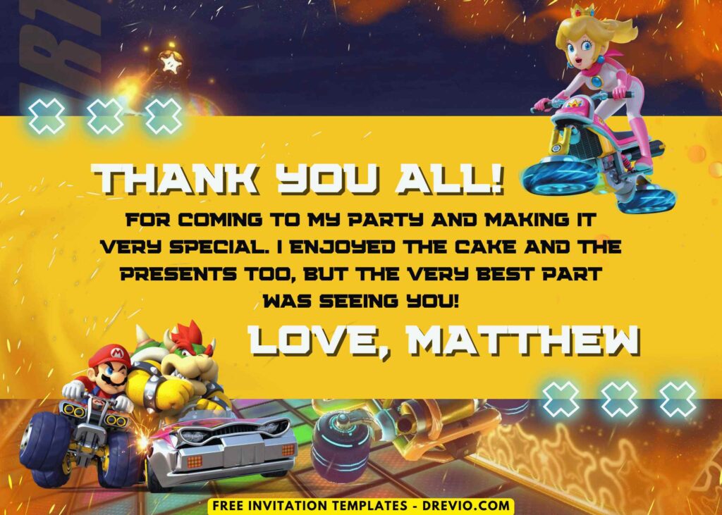 Mario Kart Birthday Party Thank You Card