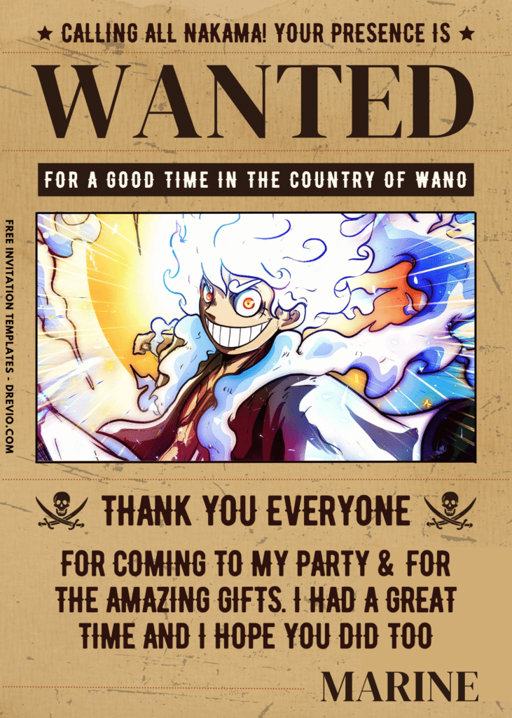 Bounty Poster One Piece Birthday Party Thank You Card