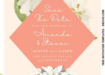 Free Editable Canva - Lily Wedding Invitation Templates - Instant Download