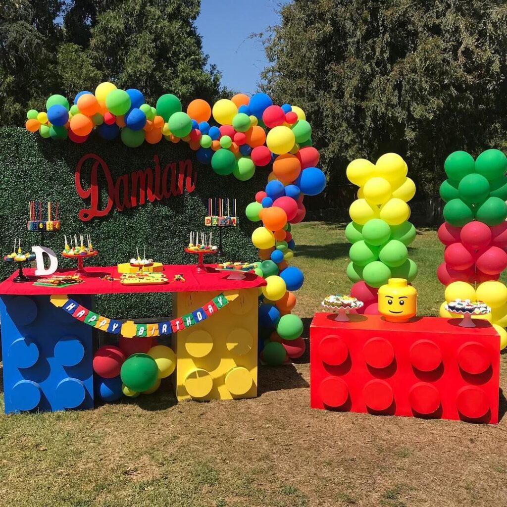 DIY Cardboard Lego Brick as Dessert Table