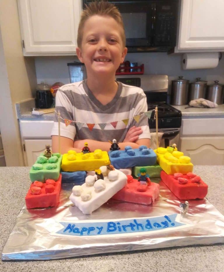 Colorful Lego Brick Shaped Birthday Cake