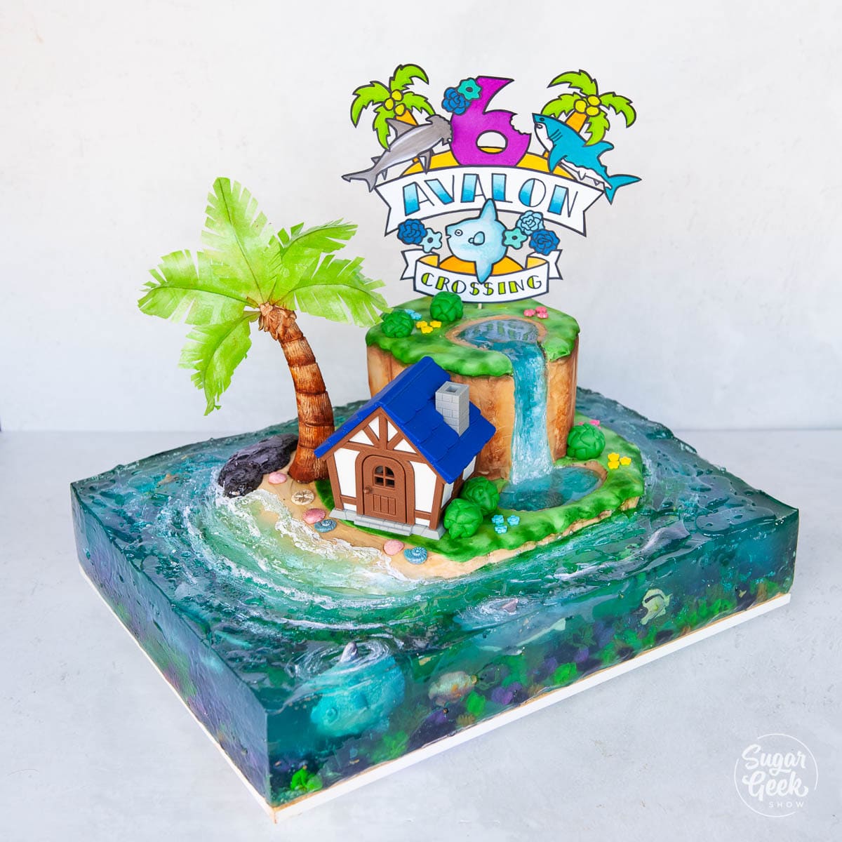 Animal Crossing Village Beach Birthday Cake