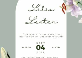 Elegant Watercolor Lily Sage Wedding Invitations