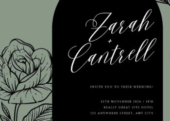 Modern Line Detail Arch Frame Wedding Invitations