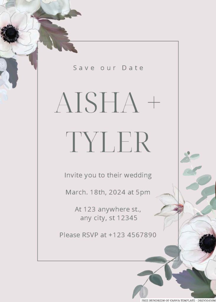 Classic White Floral Wedding Invitation