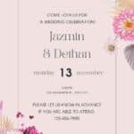 Dry Pink Floral Watercolor Wedding Invitations l Editable Canva Template