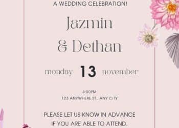 Dry Pink Floral Watercolor Wedding Invitations