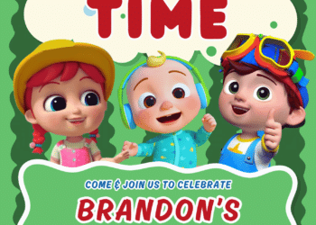 Free Editable Canva - Cocomelon Birthday Invitation Templates - Instant Download