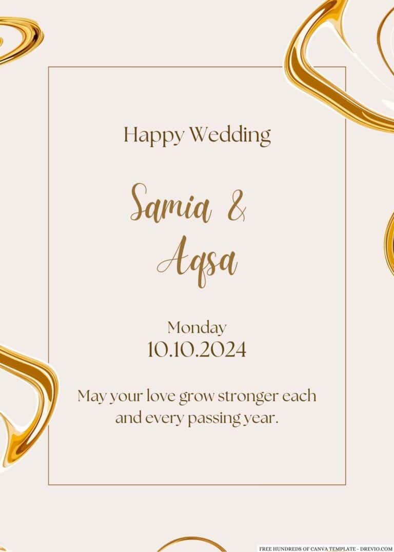 Chic Gold Marble Frame Wedding Invitation