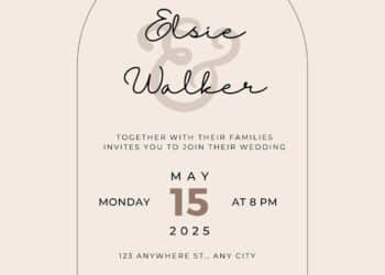 Cream Pampas Leaves Wedding Invitation