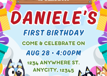 Free Editable Canva - Bluey Birthday Invitation - Instant Download