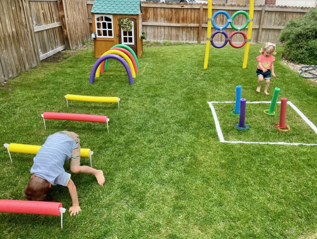 Backyard Obstacle Course Fun in Summer