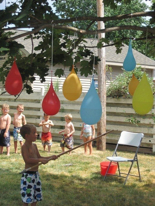 Backyard Sprinkler Party in Summer