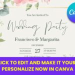 (Free Canva Template) Garden Rose Wedding Invitations