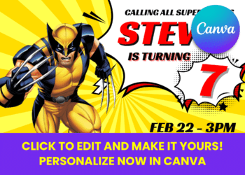 Free Editable Canva X-Men Wolverine Birthday Invitation