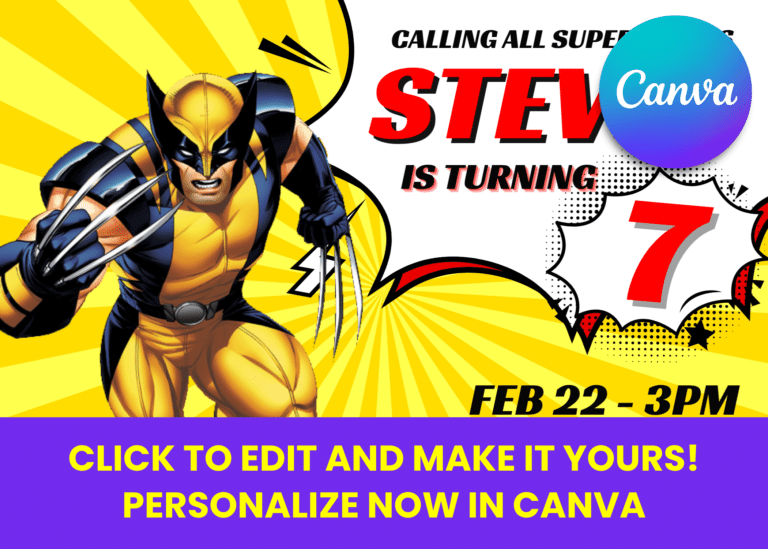 Free Editable Canva X-Men Wolverine Birthday Invitation