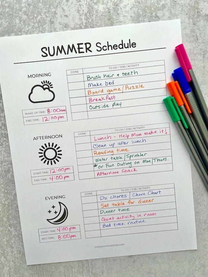 Summer Assignment Chart Printable Summer Activity Chart to Keep Kids Engaged