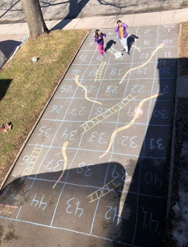 Sidewalk Chalk Obstacle Course in Summer