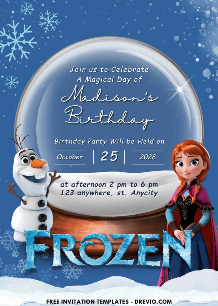 Olaf and Anna Disney Frozen Birthday Invitation
