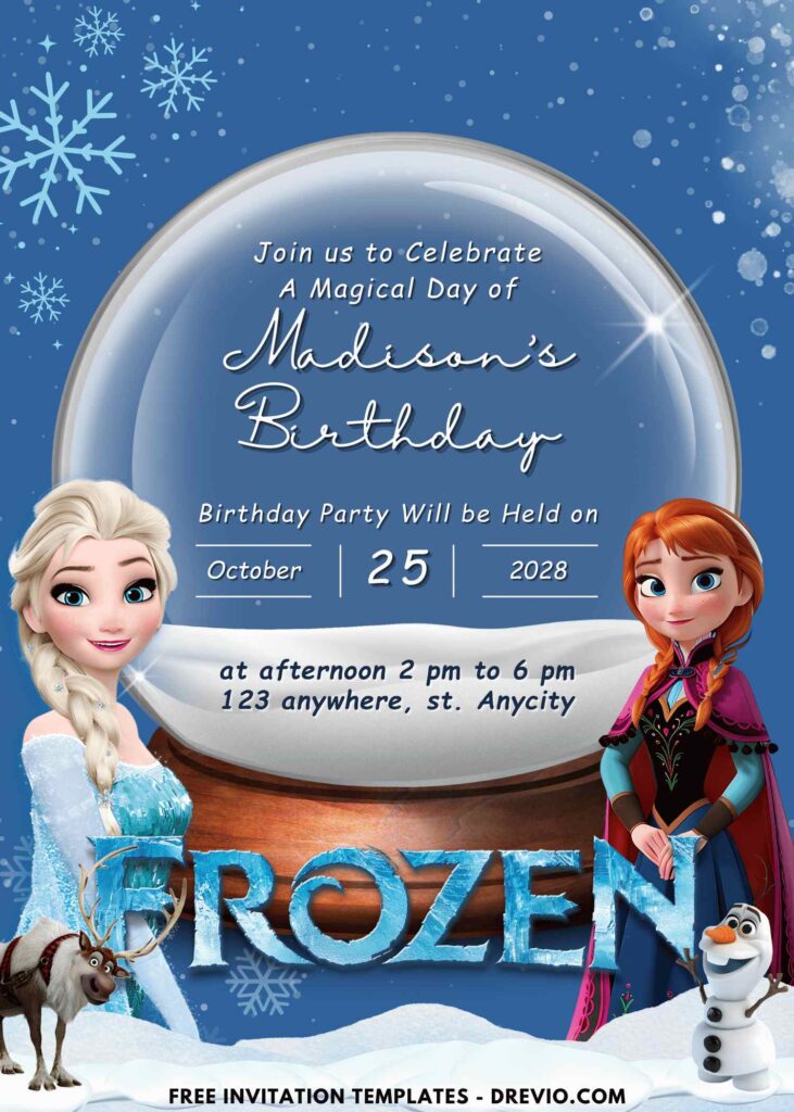 Elsa and Anna Disney Frozen Birthday Invitation