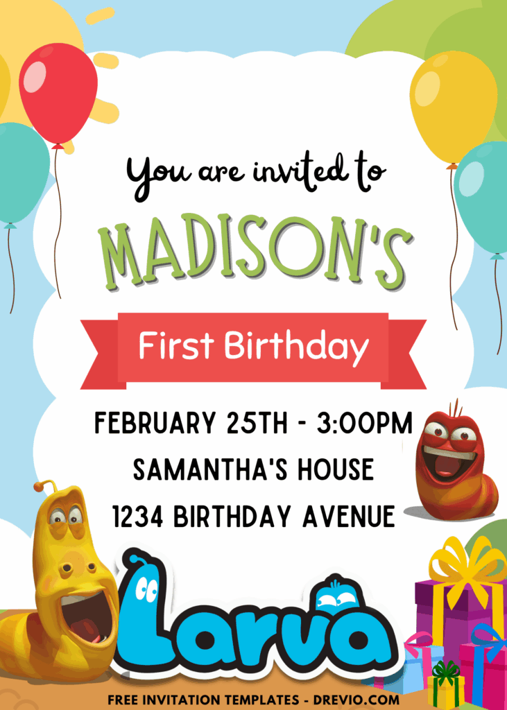 Adorable Larva Birthday Invitation