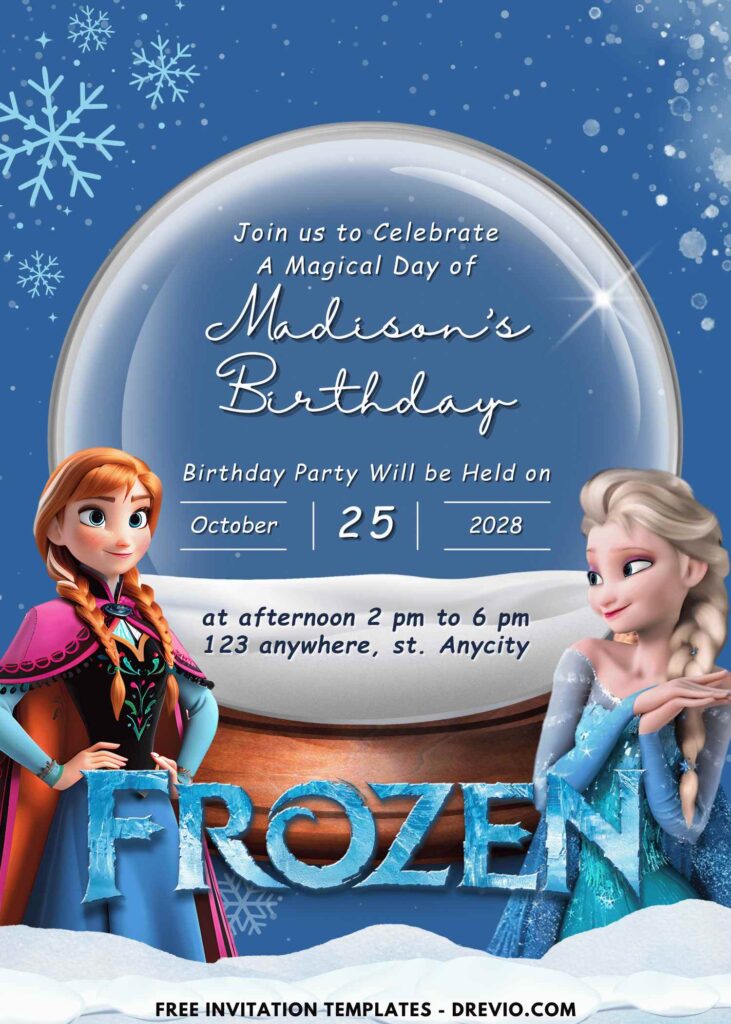 Snow Globe Disney Frozen Birthday Invitation
