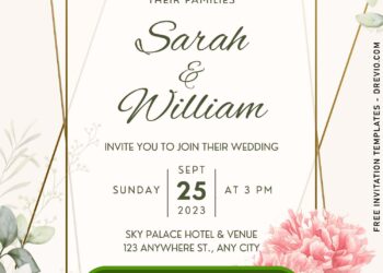 Modern Blush Peony Wedding Invitation