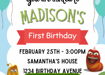 Free Editable Canva | Larva Island Birthday Invitation | Instant Download