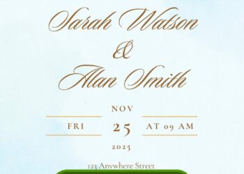 Elegant Blue Garden Wedding Canva Invitation