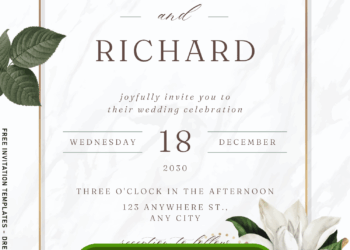 Free Printable Watercolor Lily and Peony Wedding Invitation | Instant Download