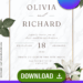 Free Printable Watercolor Lily and Peony Wedding Invitation | Instant Download